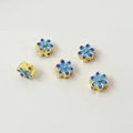 Five pieces of 18K gold plated blue cloisonné flower charms for DIY jewelry making - 8# Daisy Spacer 8X4mm / 1 Piece