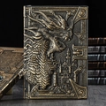 Taccuino A5 vintage con drago in rilievo 3D e finitura metallica bronzo stile antico - Bronzo Antico
