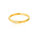 Macro shot of polished gold-plated stainless steel ring featuring 333 engraving - US 9 / 333