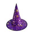 Chapeau de sorcier violet Halloween avec étoiles dorées pour costumes enfants et adultes - Taille unique / Violet