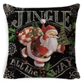 Weihnachtlicher Kissenbezug mit Schlittschuh laufendem Weihnachtsmann auf Leinenstoff - Zl001-3 / 45*45cm Nur Bezug