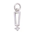 Silver rectangle pendant charm with micro-set round zircon stone for DIY jewelry - L75 Trapezoid Exclamation / Platinum