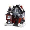 Luminous resin Christmas house figurine with red brick walls and snowy roof detail - Large Size A