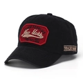 Detalle del bordado NEW YORK rojo en una gorra de béisbol de algodón negro retro - Talla Única (aprox. 58cm) / Negro