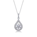 Elegant S925 silver teardrop moissanite necklace with brilliant micro-pave pendant and chain - Teardrop Pave Style (P13591) - 1ct + GRA Certificate