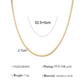 Detail specifications of 18K gold plated stainless steel snake chain necklace for women - Gold 2.7mm