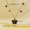 Collana a stella dorata con ciondolo a pentagramma nero e perline sfaccettate - Agata nera