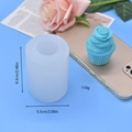 Détails du moule en silicone fleur cylindrique avec dimensions et gâteau rose - Grande Rose Cupcake (3)