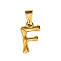 Bamboo style 18K gold plated stainless steel letter F pendant charm for necklaces - Letter F