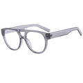 Transparent grey double bridge aviator glasses with silver metal hinges on white background - Transparent Grey