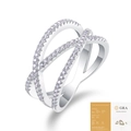 S925 sterling silver crisscross pavé moissanite ring with GRA certificate on white background - US Size 9 / 69 Moissanite Stones (with GRA Certificate) (R13689)