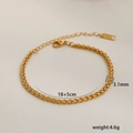 Minimalist 18K gold plated wheat chain bracelet with adjustable 18+5cm extender tail - C1-1-5 Wheat Woven Chain