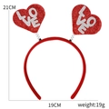 Red heart headband with silver LOVE text and glitter finish for Valentine party - Love Heart Style