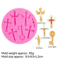 Silikonform Kreuz und Schlüssel Motiv 9,5x9,5x1,2cm für DIY Backen und Basteln - 3# Rosa Kreuz-Schlüssel-Set
