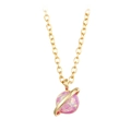 Golden chain necklace featuring a pink opal planet pendant with sparkling details - Gold-Pink Opal
