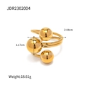 Anello in acciaio inossidabile dorato lucido con design multifilo e tre sfere - Stile a Tripla Sfera Dorata e Multianello (JDR2302004)