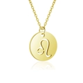 Golden Leo zodiac coin necklace with a cutout lion symbol on a fine cable chain - Leo / Gold