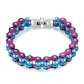 Herenarmband van titaniumstaal in motorfietskettingontwerp in paars en blauw metallic - Zilver Paars en Blauw