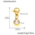 Ciondolo a cuore in acciaio inossidabile dorato con zircone, misure e chiusura a moschettone - Ciondolo in Zircone Rotondo Oro (D242)