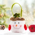 Weihnachts-Geschenktüte mit Schneemann-Motiv aus weißem Fleece und rotem Handschuh - Fleece-Schneemann-Stil Handtasche / Weiß