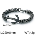 Pulsera de ancla para hombre en acero inoxidable negro antiguo con cadena de caja - Color gunmetal