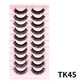 Set van 10 paar zwarte DD curl Russian volume wimpers in roze lade model TK45 - Dikke gekrulde stijl (TK45)
