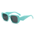 Retro mint green rectangular thick frame sunglasses with dark lenses for women - Apple Green Frame Grey Lens