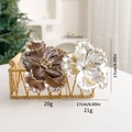 Artificial glitter Christmas flowers in bronze and silver colors, 17cm floral decorations - Champagne Gold + Silver Grey Set / 17cm