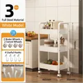 White 3-tier steel utility rolling cart with mesh baskets and lockable wheels - Thickened 3-Tier Steel with Wheels / White