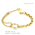 Vergoldetes Edelstahlarmband mit einer Kombination aus Kugel- und Venezianerkette - Genähter Perlenkettenstil (LB1164) / Gold