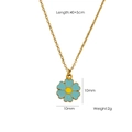 Collana dorata elegante con ciondolo floreale blu da 10 mm e dimensioni dettagliate - Stile Pendente Fiore Olio
