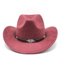 Détail du chapeau de cowboy bordeaux en laine avec bandeau tressé et ornements en métal - Bordeaux