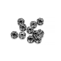 Silver petal-shaped spacer beads with crystal rhinestones for DIY jewelry making - 4mm / Wave Gun Black