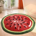 Tappetino da bagno a semicerchio a forma di anguria con polpa rossa e bordo verde - 60*60cm / Anguria estiva fiorita