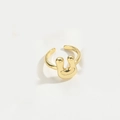 Adjustable golden U-shaped ring with modern spherical design in polished finish - Gold Letter U