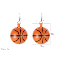 Orange basketball pendant necklace with black lines in 70s retro disco style - Basketball Earrings