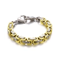 Men's hip-hop king chain bracelet in two-tone gold and silver stainless steel - Two-tone Yellow (KB162551-Z)