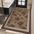 Tappeto da bagno marrone antiscivolo con motivi floreali retrò e bordo geometrico - 40*60cm / Diatomite Spessa Potenziata / Stile Retrò Francese-Stile A [Rettangolare]