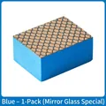 Blauwe glasreinigingsspons met schubpatroon voor het ontkalken van spiegels en glas - Voor spiegel en glas / Blauwe vissenschubben