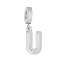 Polished silver stainless steel letter U pendant charm for DIY necklaces and bracelets - Letter U