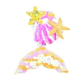 Sparkly mermaid tail hair clip with pink sequins and yellow glitter sea stars - Lemon Yellow