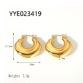 Boucles d'oreilles cœur creuses en forme de U dorées 18K avec dimensions de 27,2 mm - Style Créoles en Métal en Forme de U (YYE023419) / Or