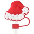 Reusable red Christmas hat silicone straw cover for 10mm drinking straws - Christmas Hat