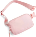 Pale pink waterproof sports fanny pack with adjustable strap and secure plastic buckle - Light Pink