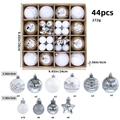 44-piece Christmas ball ornament set in white silver and champagne with star shapes - 616-50 (White Silver Champagne - 44pcs) / 3+6cm
