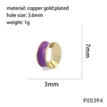 Detail view of 7mm purple enamel copper bead with dimensions for DIY jewelry making - Purple