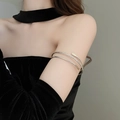 Silver multi-layer spiral arm cuff featuring textured hammered details and a sleek finish - Spiral Hammered Armlet (36#)