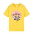 Bright yellow cotton T-shirt featuring a circular floral Happy Mother's Day print - XS / Tops / Yellow (Happy Mother's Day Floral Print)