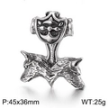 Vintage stainless steel Viking Thor's Hammer pendant with double wolf head design - Double Wolf Head Shield Mjolnir Style (KP55374-BD)