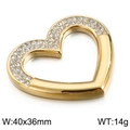 Colgante de corazón dorado con pedrería para joyería DIY, tamaño 40x36mm y peso 14g - Corazón Calado Diamantes (KLJ2744-Z) / 40*36mm / Dorado
